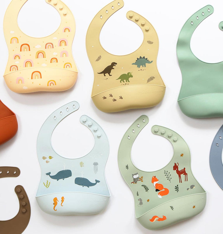 A Little Lovely Company Silicone Bib Set of 2 - Dinosaurs - Laadlee