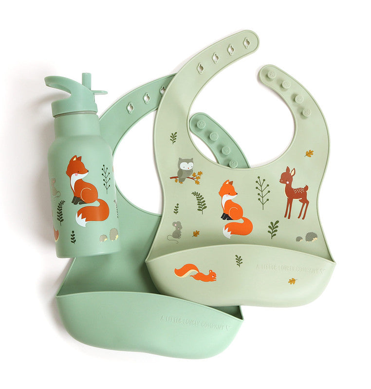A Little Lovely Company Silicone Bib Set of 2 - Forest Friends - Laadlee