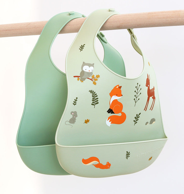 A Little Lovely Company Silicone Bib Set of 2 - Forest Friends - Laadlee