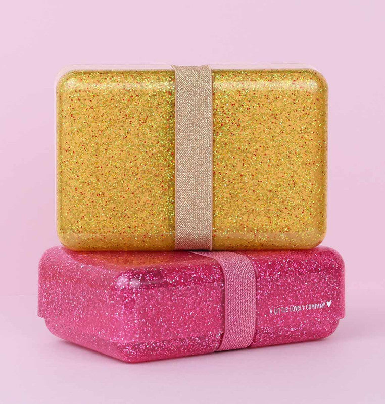 A Little Lovely Company Lunch Box - Gold Glitter - Laadlee