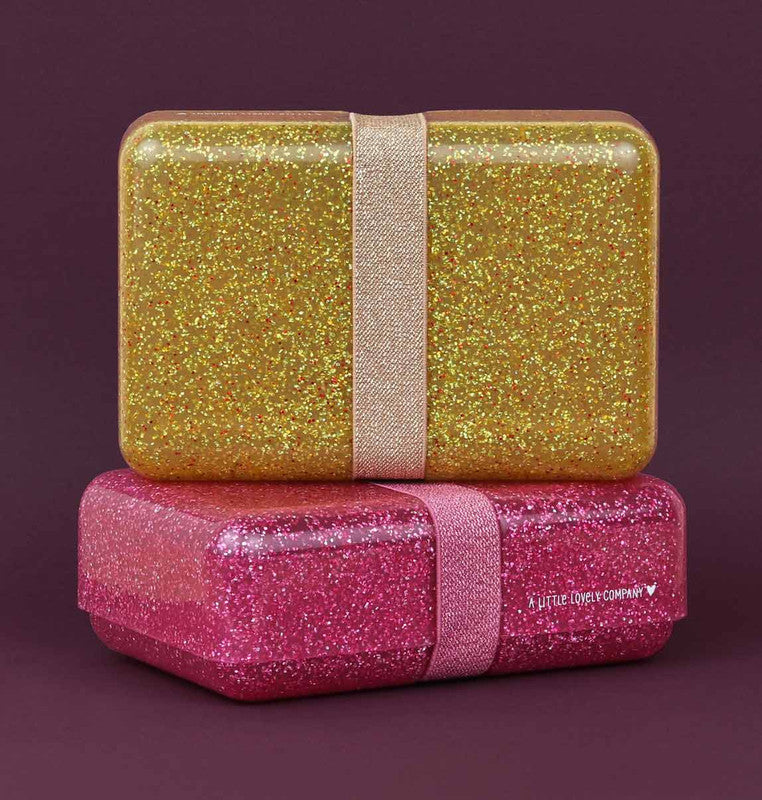 A Little Lovely Company Lunch Box - Gold Glitter - Laadlee