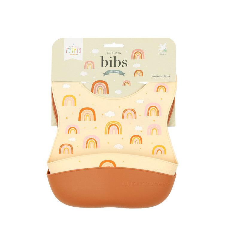 A Little Lovely Company Silicone Bib Set of 2 - Rainbows - Laadlee