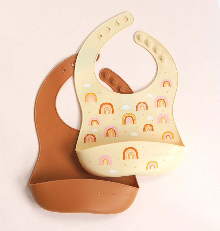 A Little Lovely Company Silicone Bib Set of 2 - Rainbows - Laadlee