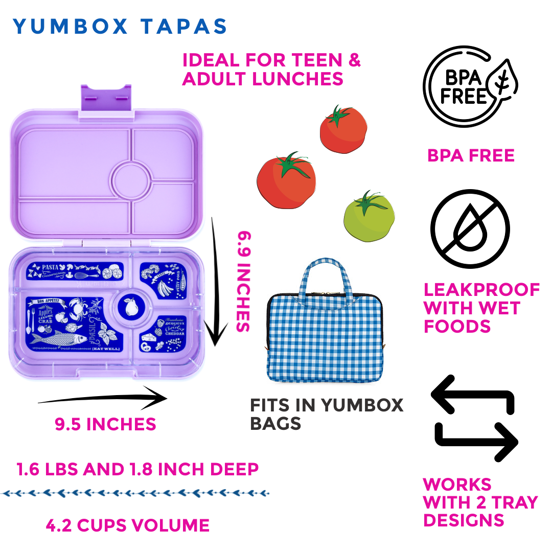 Yumbox Tapas 5 Compartment Bon Appetit Lunch Box - Seville Purple - Laadlee