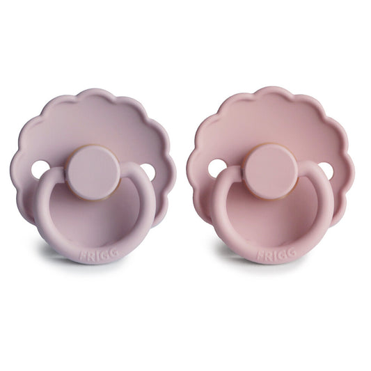 Frigg Daisy Latex Baby Pacifier 0-6M, 2Pack, Baby Pink/Soft Lilac - Size 1 - Laadlee