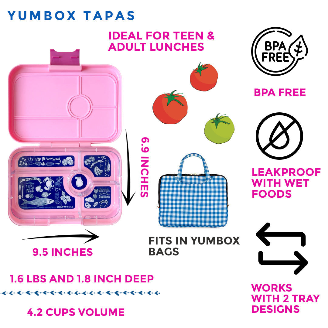 Yumbox Tapas 5 Compartment Bon Appetit Lunch Box - Capri Pink - Laadlee