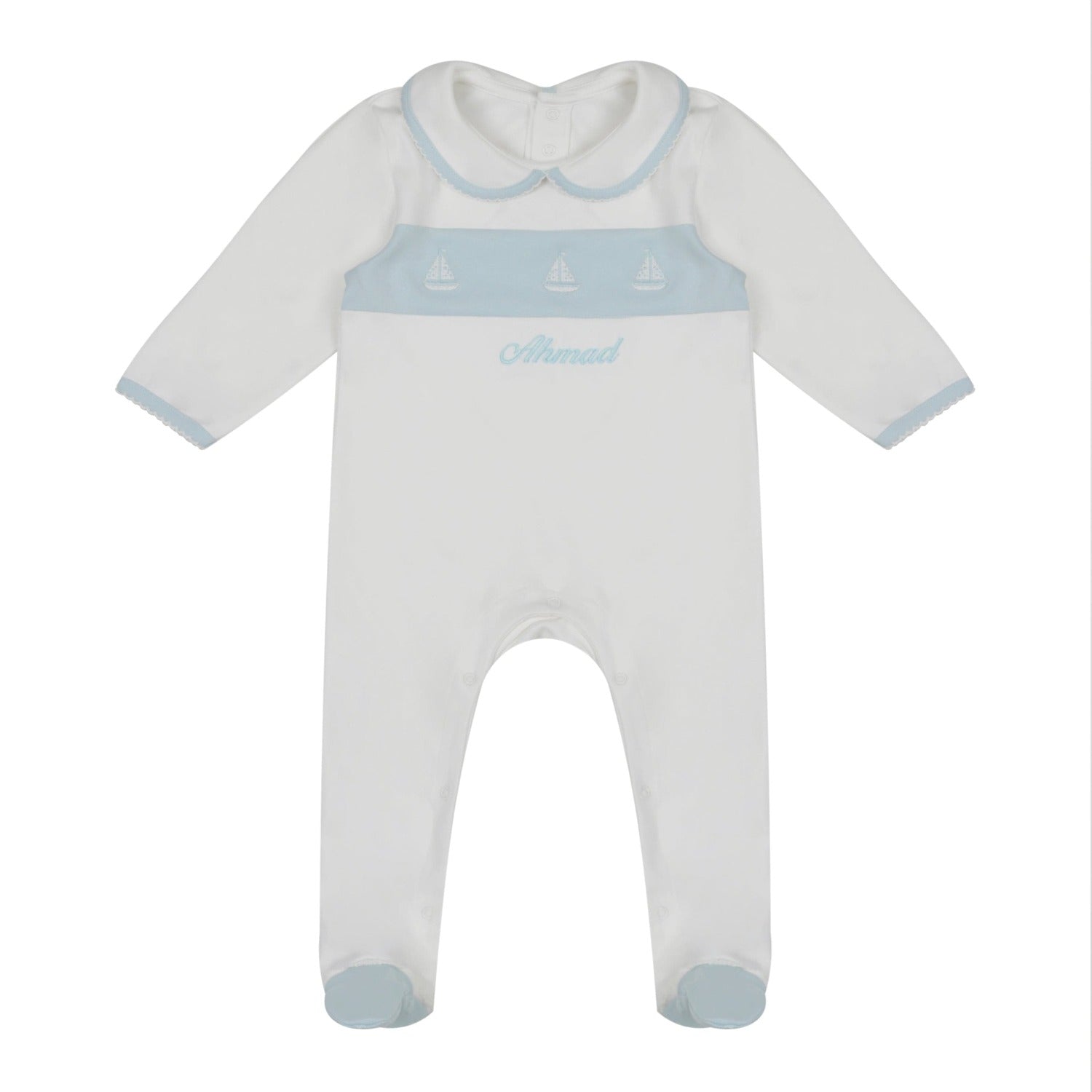Little IA Organic Cotton Sailboat Sleepsuit & Bib Set - Laadlee