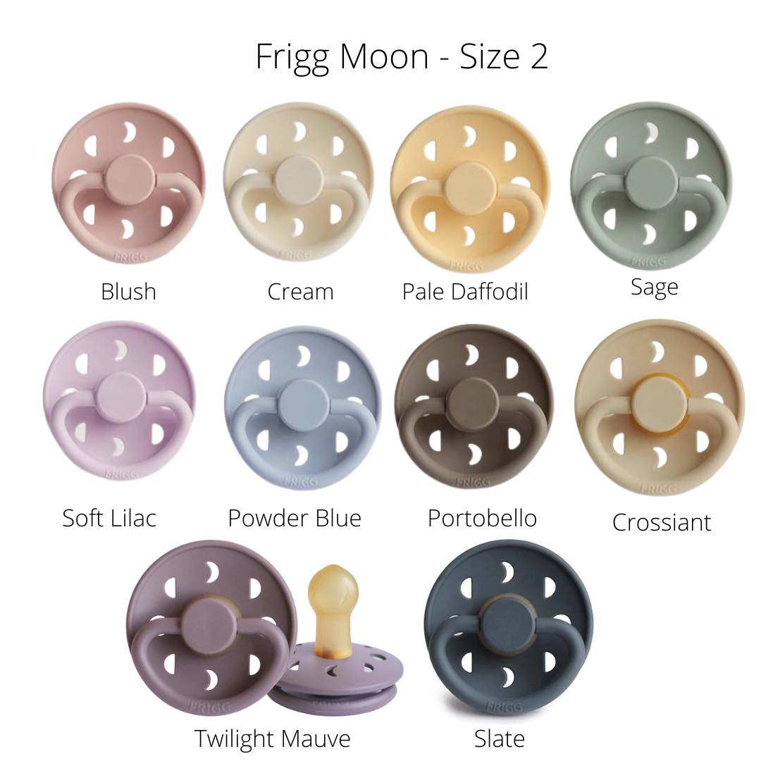 Frigg Moon Phase Latex Baby Pacifier 6M-18M, 2Pack, Blush/Powder Blush - Size 2 - Laadlee
