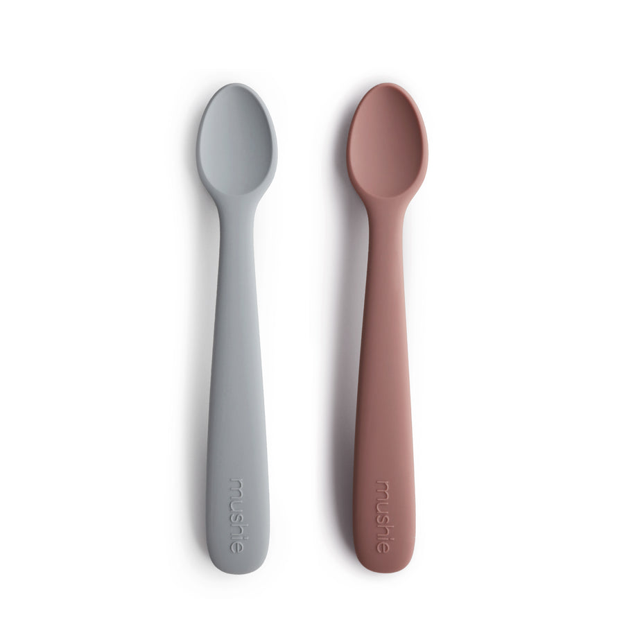 Mushie Silicone Baby Spoon Stone/Cloudy Mauve - Laadlee