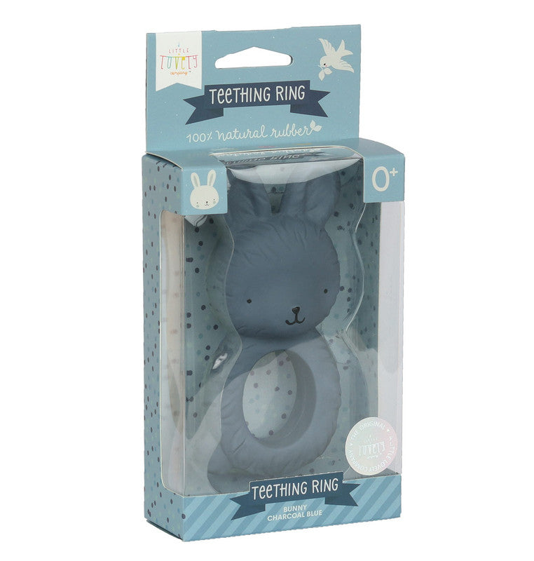 A Little Lovely Company Teething Ring - Bunny Charcoal Blue - Laadlee