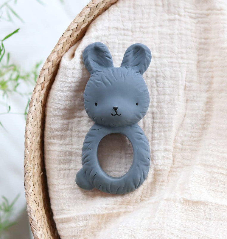 A Little Lovely Company Teething Ring - Bunny Charcoal Blue - Laadlee