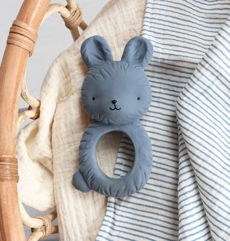 A Little Lovely Company Teething Ring - Bunny Charcoal Blue - Laadlee