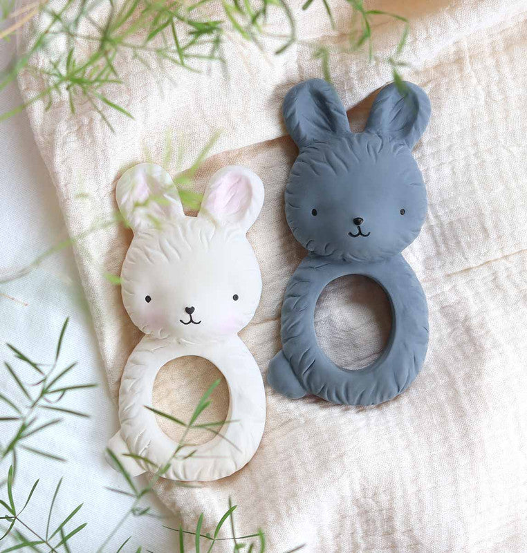 A Little Lovely Company Teething Ring - Bunny Charcoal Blue - Laadlee