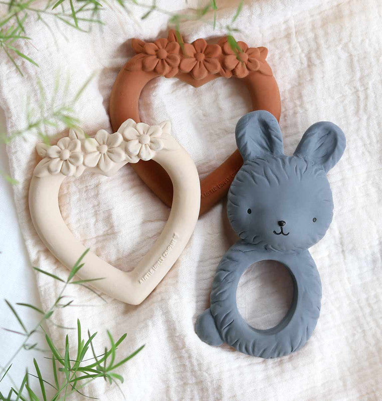 A Little Lovely Company Teething Ring - Bunny Charcoal Blue - Laadlee