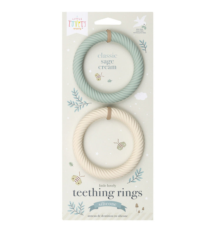 A Little Lovely Company Silicone Teether Classic - Sage Cream - Laadlee