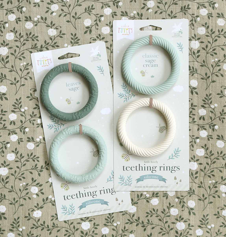 A Little Lovely Company Silicone Teether Classic - Sage Cream - Laadlee
