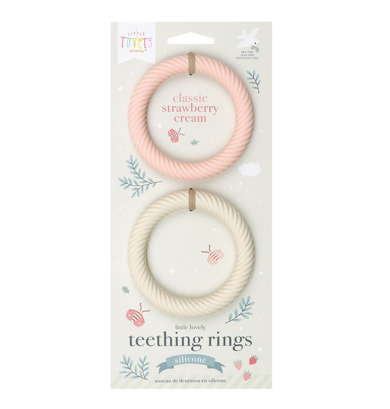 A Little Lovely Company Silicone Teether Classic - Strawberry Cream - Laadlee
