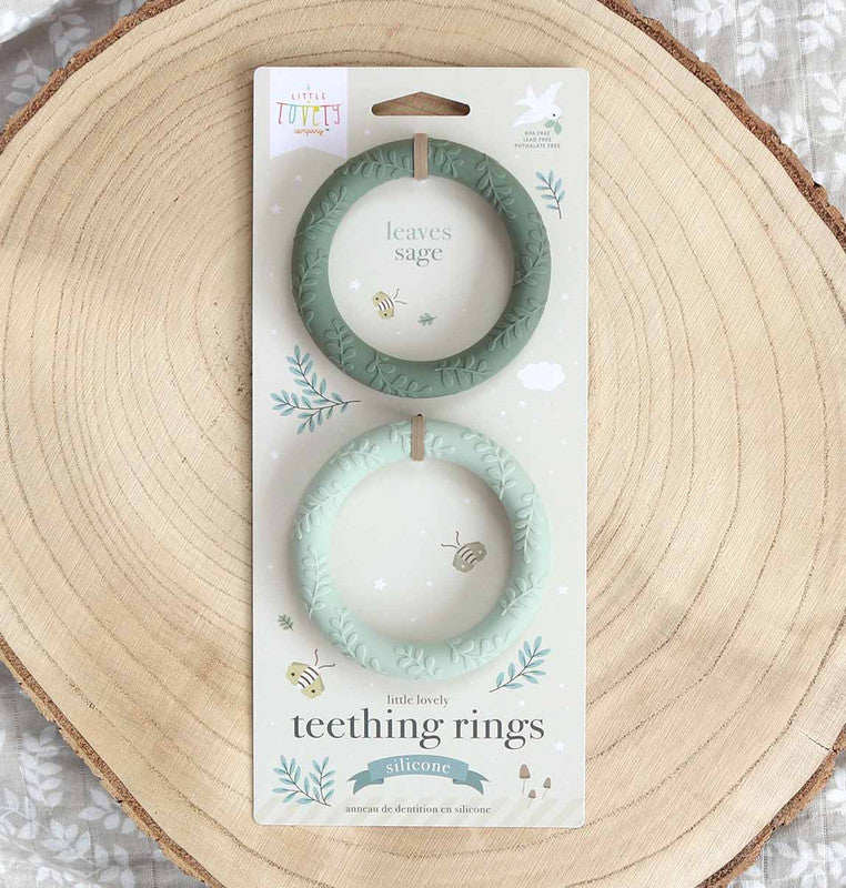 A Little Lovely Company Silicone Teether Leaves - Sage - Laadlee