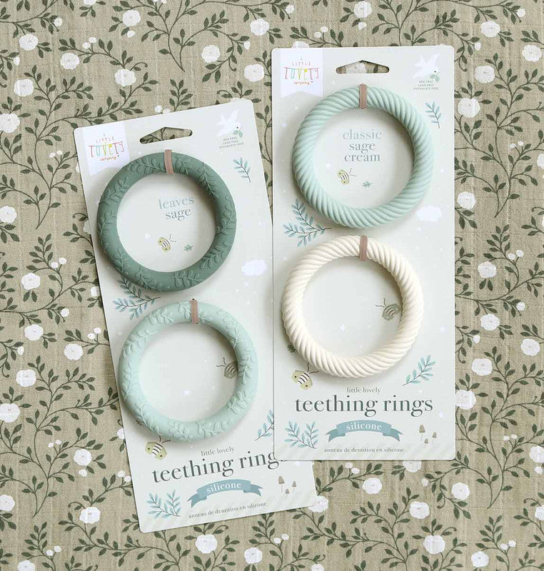 A Little Lovely Company Silicone Teether Leaves - Sage - Laadlee