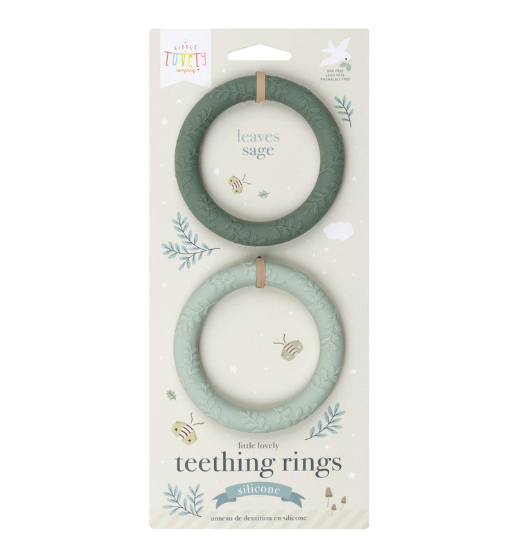 A Little Lovely Company Silicone Teether Leaves - Sage - Laadlee