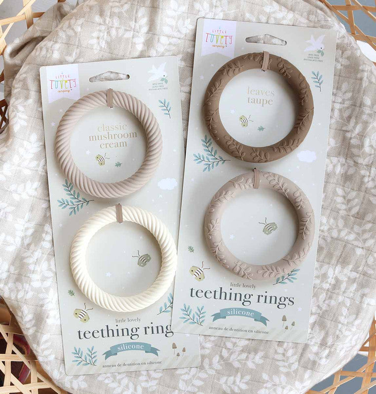 A Little Lovely Company Silicone Teether Leaves - Taupe - Laadlee