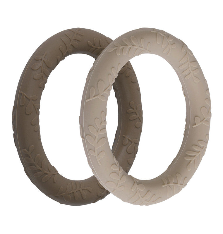 A Little Lovely Company Silicone Teether Leaves - Taupe - Laadlee