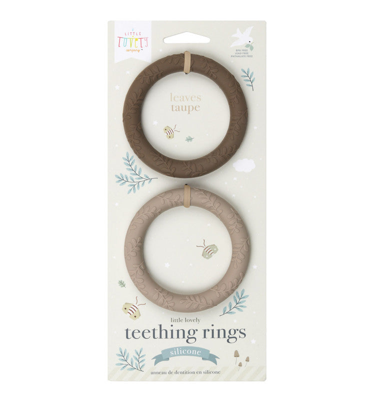 A Little Lovely Company Silicone Teether Leaves - Taupe - Laadlee