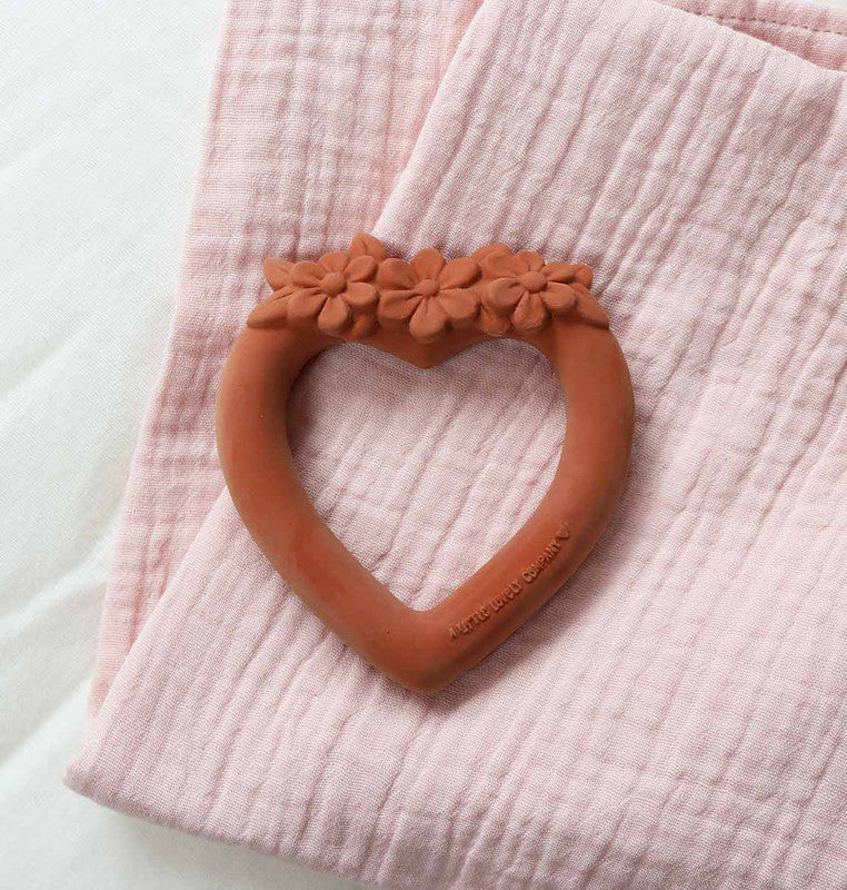 A Little Lovely Company Teething Ring - Sweet Heart Terracotta - Laadlee