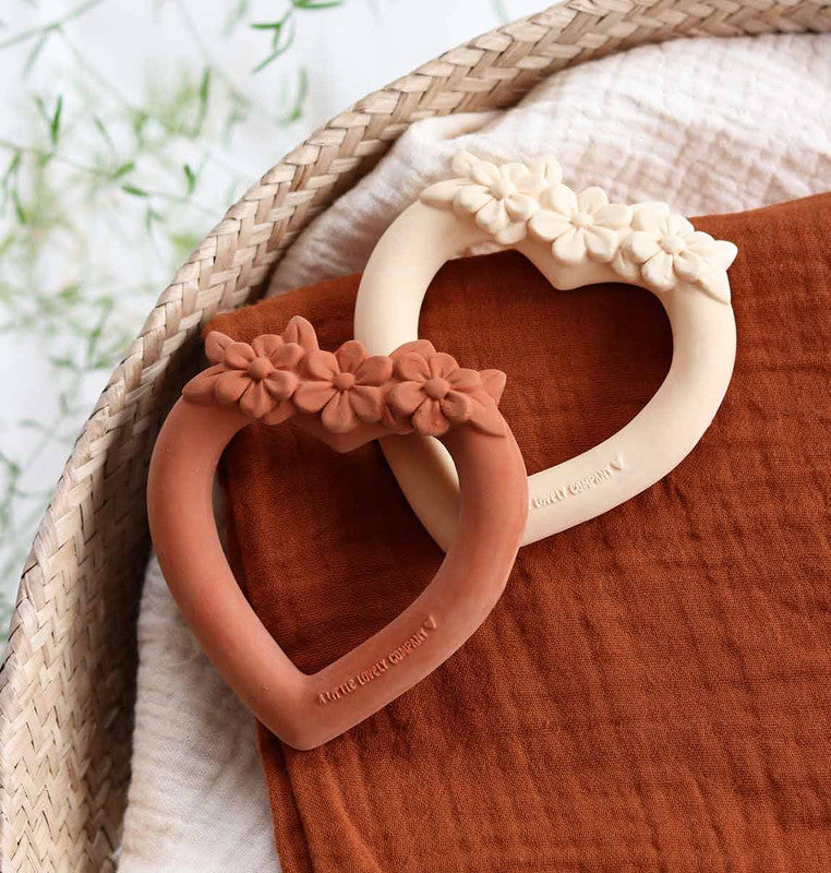 A Little Lovely Company Teething Ring - Sweet Heart Terracotta - Laadlee