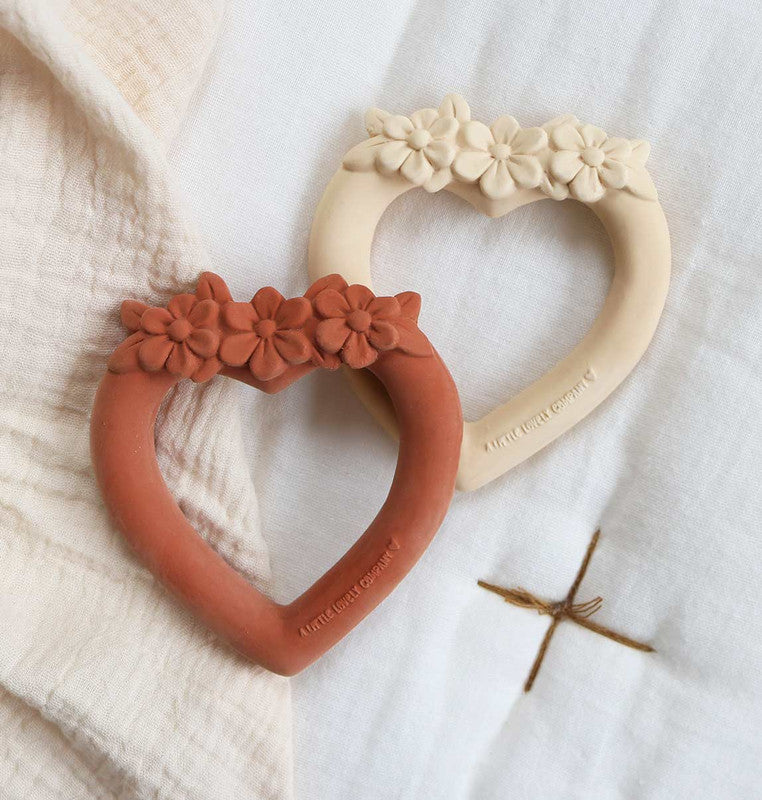 A Little Lovely Company Teething Ring - Sweet Heart Terracotta - Laadlee