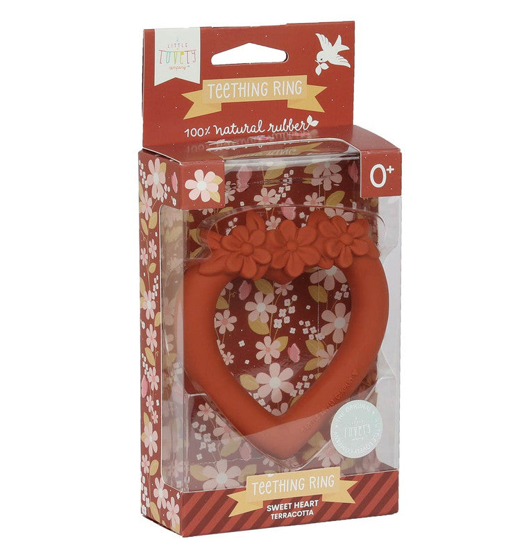 A Little Lovely Company Teething Ring - Sweet Heart Terracotta - Laadlee