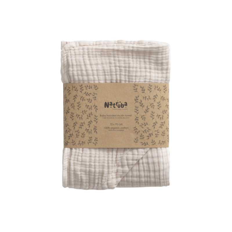 Natruba - Baby Hooded Bath Towel - Creme - Laadlee