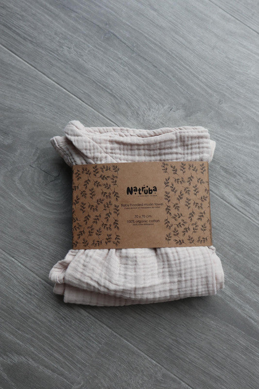 Natruba - Baby Hooded Bath Towel - Creme - Laadlee