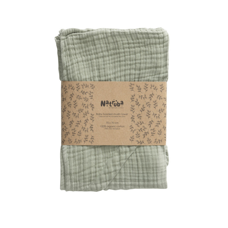 Natruba - Baby Hooded Bath Towel - Green - Laadlee