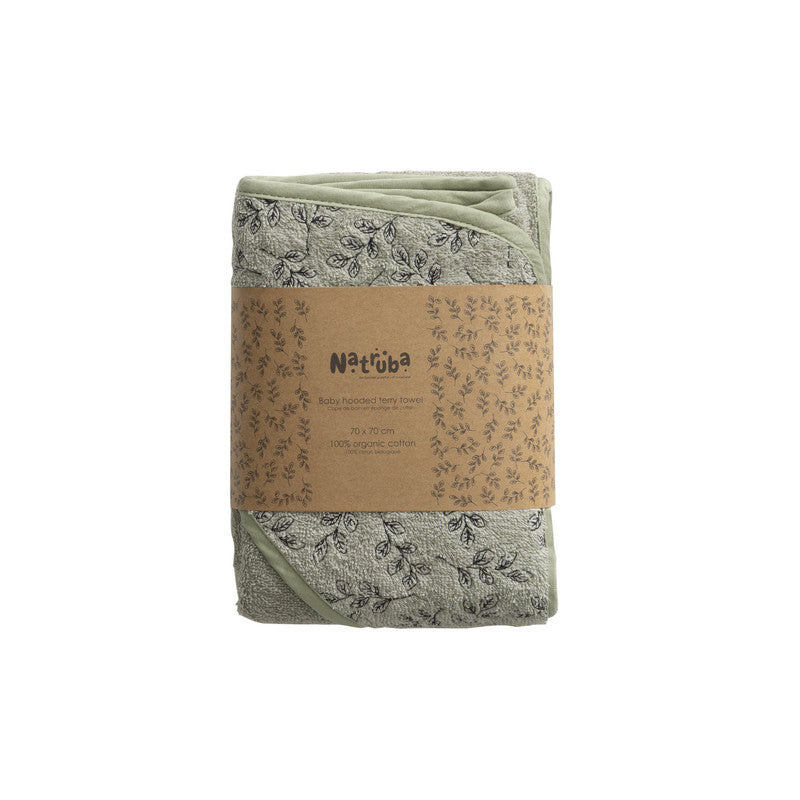Natruba - Baby Hooded Bath Towel - Green - Laadlee