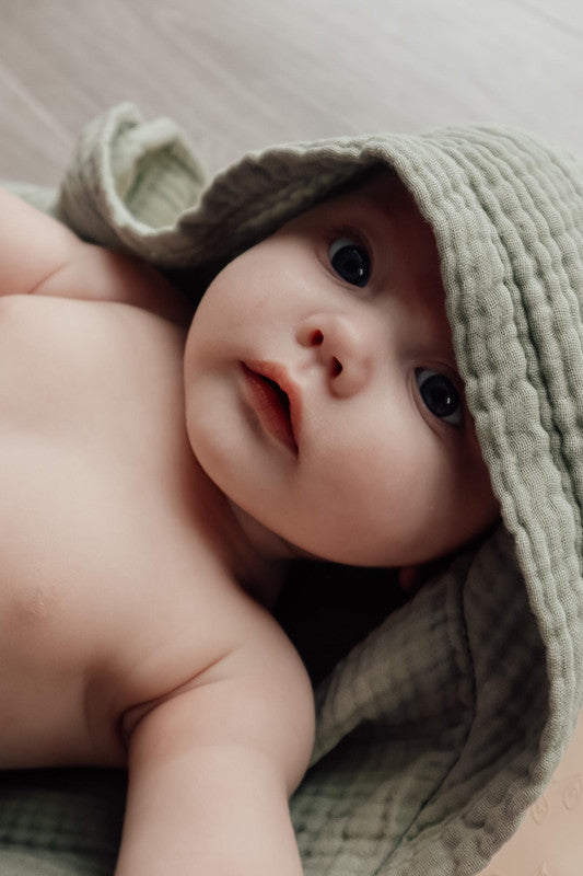 Natruba - Baby Hooded Bath Towel - Green - Laadlee