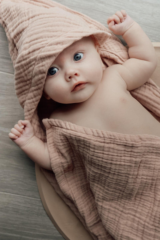 Natruba - Baby Hooded Bath Towel - Powder - Laadlee