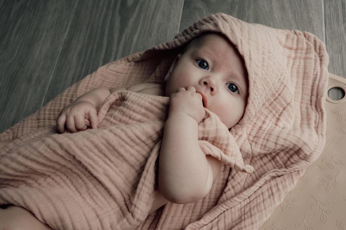 Natruba - Baby Hooded Bath Towel - Powder - Laadlee