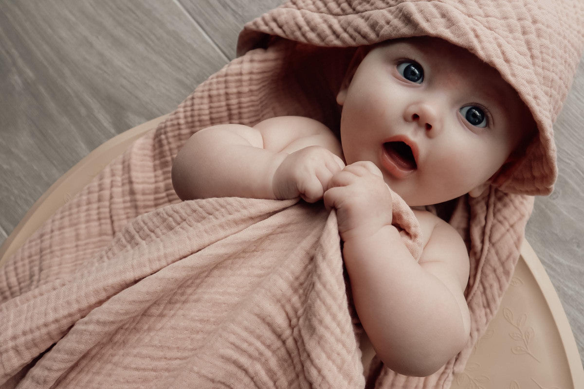 Natruba - Baby Hooded Bath Towel - Powder - Laadlee