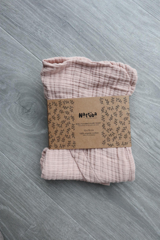 Natruba - Baby Hooded Bath Towel - Powder - Laadlee