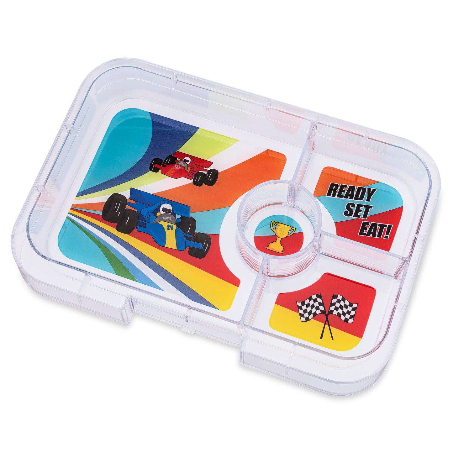 Yumbox Tapas 4 Compartment Race Cars Lunch Box - Greenwich - Laadlee
