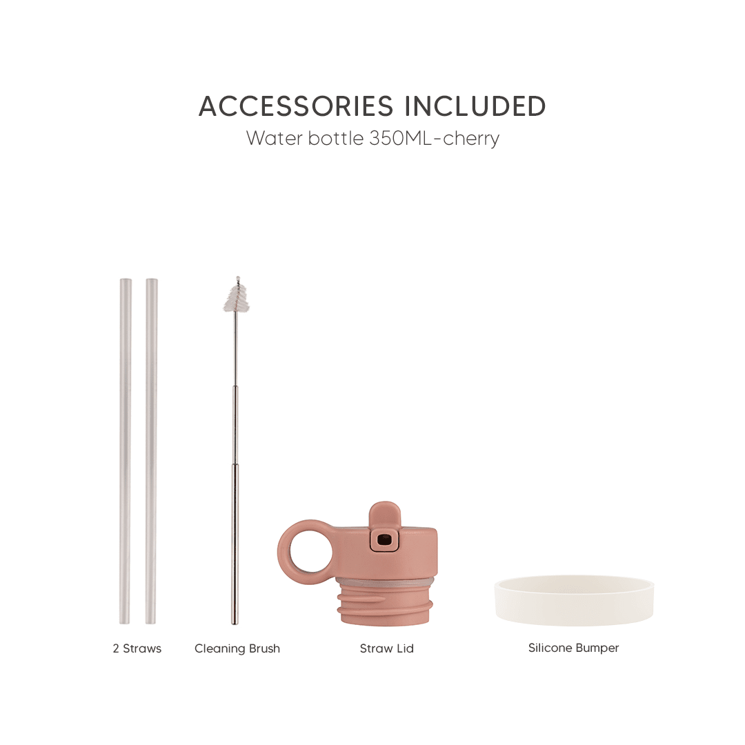 Citron Stainless Steel Water Bottle 350ml - Cherry - Laadlee