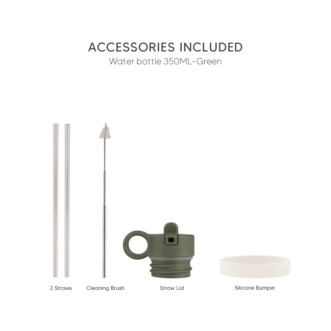 Citron Stainless Steel Water Bottle 350ml - Olive Green - Laadlee