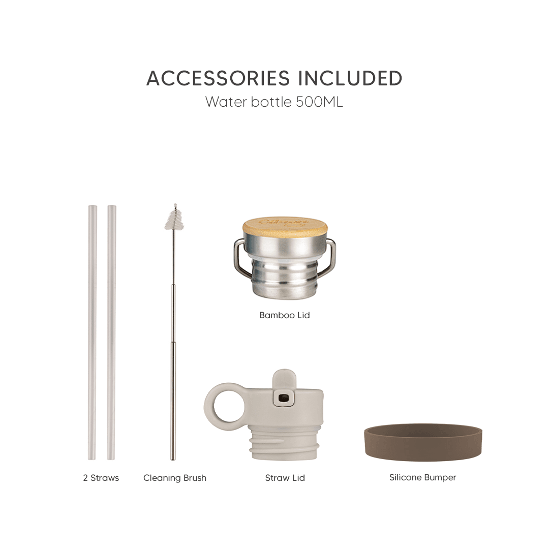 Citron Stainless Steel Water Bottle 500ml - Brown - Laadlee