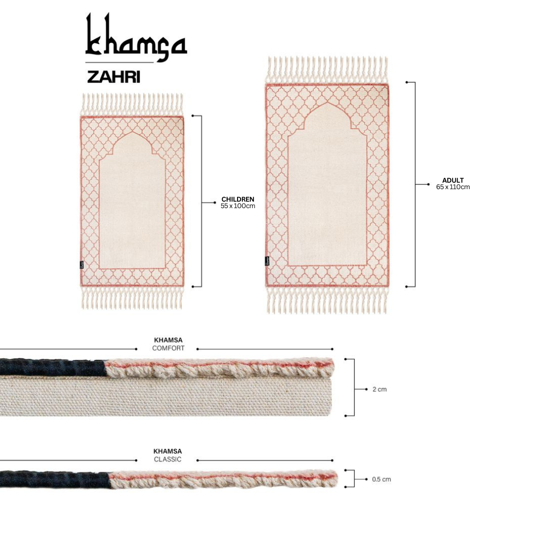 Khamsa Comfort Muslim Prayer Mat - Adult Size - Zahri Pink - Laadlee
