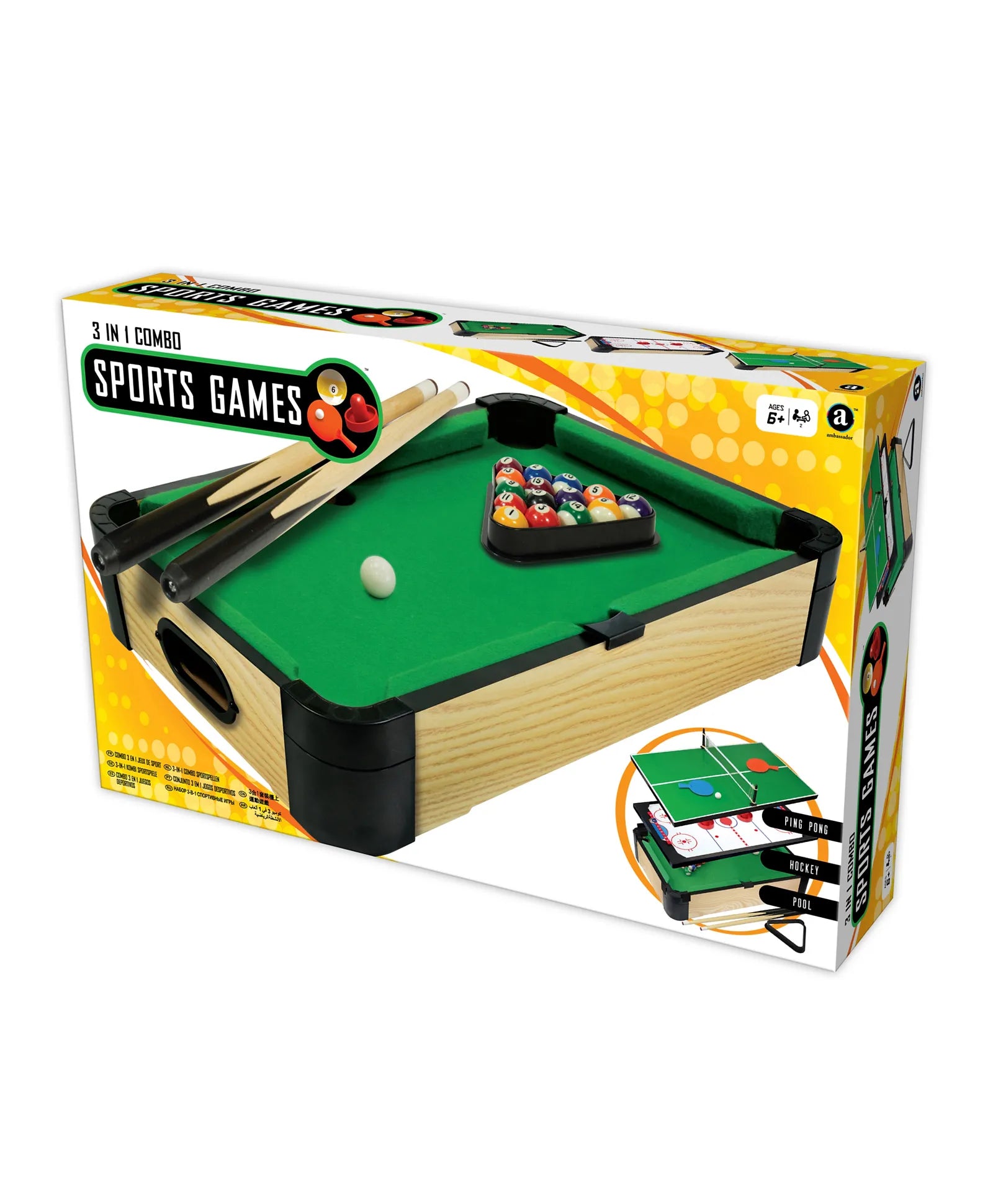 Ambassador - Triple-Play Tabletop Pool - 20" (50cm) - Laadlee