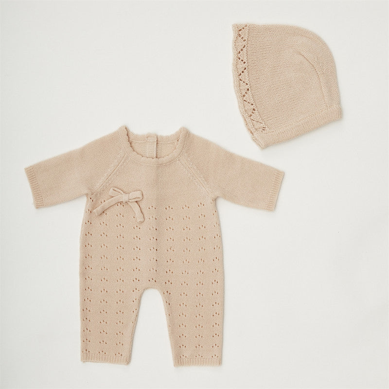 ByAstrup Doll Bodysuit With Bonnet - Peach Knit - Laadlee