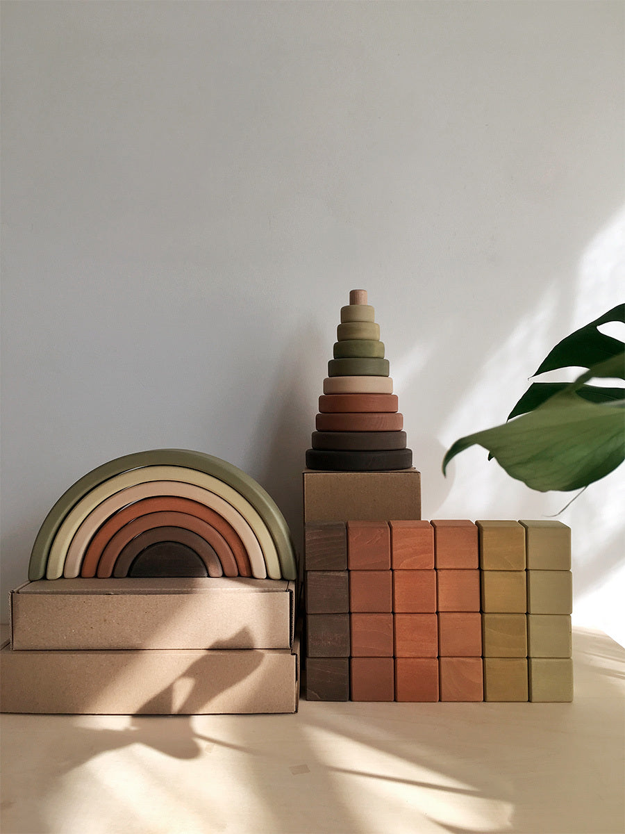 SABO Concept - Wooden Rainbow Toy - Olive - Laadlee