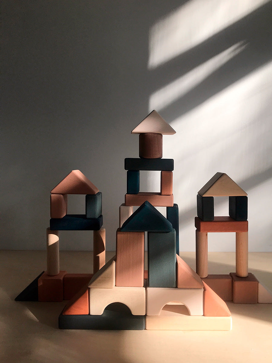 SABO Concept - Wooden Castle Building Blocks Set - Multi-Colored - Laadlee