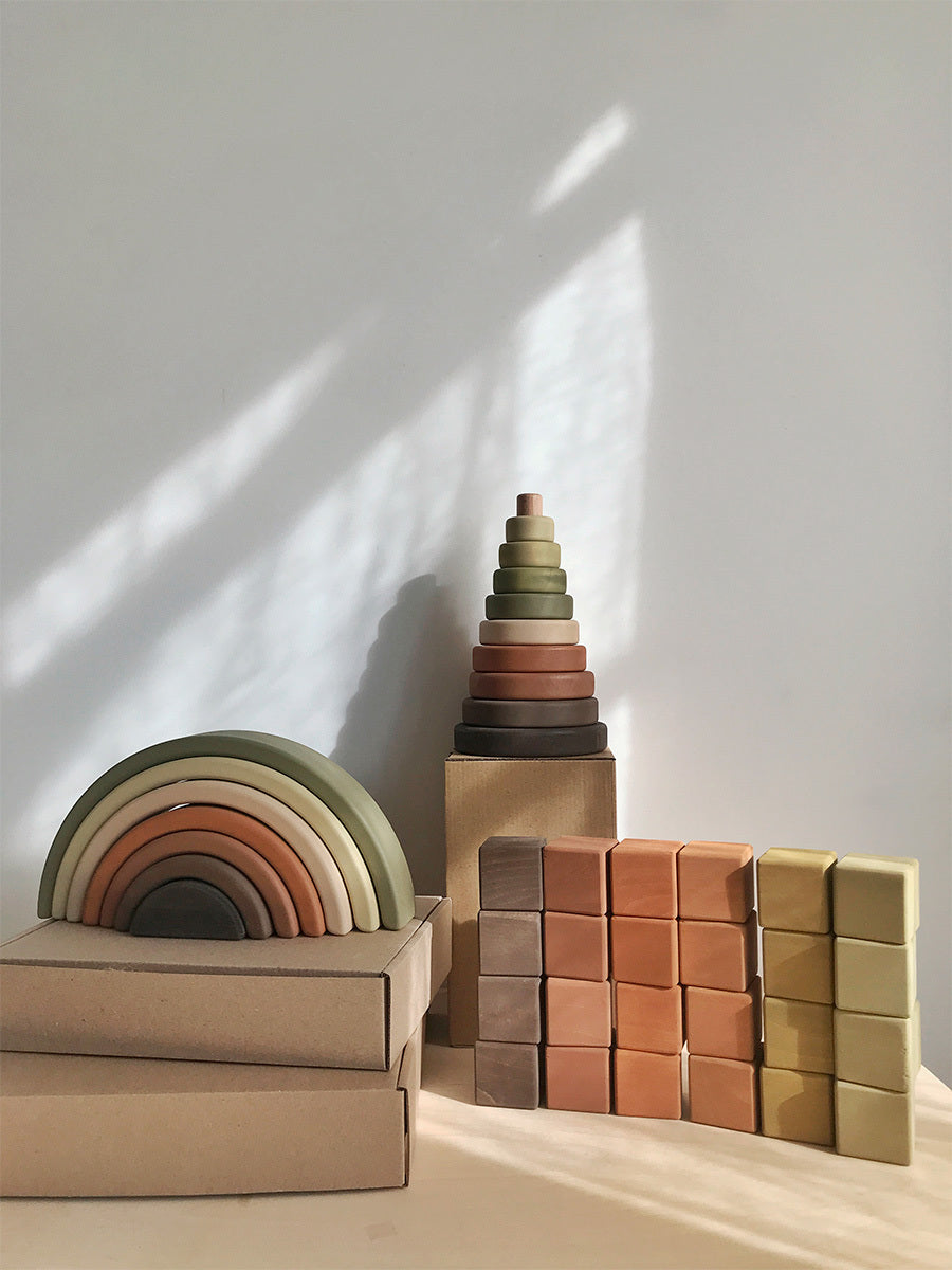 SABO Concept - Wooden Toy Ring Stacker - Olive - Laadlee